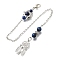 Round Natural Lapis Lazuli Dowsing Pendulums, with Rack Plating Brass and Alloy Findings, Woven Net/Web with Feather & Star of David, 248mm