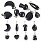Pandahall 8Pcs 8 Styles Natural Obsidian Pendants, with Platinum Brass Loops, Mixed Shapes, 14~29x11~21x5~15mm, Hole: 2~6x2.4~7mm, 1pc/style