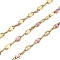 304 Stainless Steel Dapped Chains, with Enamel, Soldered, with Spool, Real 18K Gold Plated, Pearl Pink, 2mm