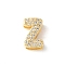 Brass Micro Pave Clear Cubic Zirconia Initial Multi-strand Links, Real 18K Gold Plated, Lead Free & Cadmium Free, Long-Lasting Plated, Rack Plating, Letter Z, 10x5~9.5x4.5~5mm, Hole: 1.5~3.2x2~8mm