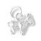 925 Sterling Silver 3D Chinese Zodiac Charms, with Jump Rings, Silver Color Plated, Sheep, 8~14x5~11x3~6.5mm, Hole: 3.5mm