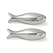 Brass Micro Pave Cubic Zirconia Beads, Cadmium Free & Nickel Free & Lead Free, Fish, Platinum, 15.5x4.5x4mm, Hole: 0.8mm
