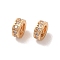 Brass Micro Pave Clear Cubic Zirconia Beads, Flat Round, Golden, 6mm, Hole: 1mm