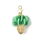 Handmade Polymer Clay & Glass & Brass Pendants, Christmas Tree, with Iron Findings, Medium Aquamarine, 29x18mm, Hole: 2mm