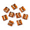Handmade Silver Foil Lampwork Beads, Square, Sienna, 12x12x6mm