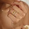 Brass Micro Pave Cubic Zirconia Finger Rings, US Size 7(17.3mm)