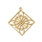 304 Stainless Steel Pendants, Rhombus with Flower, Hollow, Golden, 32.5x29.5x1.5mm, Hole: 1.5mm