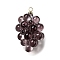 Grape Brass Acrylic Pendants, Lead Free & Cadmium Free, Rack Plating, Long-Lasting Plated, Golden, Rosy Brown, 26.5x16.5x16.5mm, Hole: 1.6mm