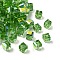 Electroplated Glass Beads, Cube, Faceted, Half Plated, Lime Green, 7x7x7mm, Hole: 1.6mm