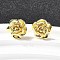 Brass Flower Stud Earrings, Rack Plating, Long-Lasting Plated, Cadmium Free & Lead Free, Real 18K Gold Plated, 11.5x12.5mm