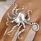 Octopus Brass & Acrylic & Plastic Pearl Finger Rings for Women, Platinum, Inner Diameter: 20mm