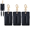 3Pcs PU Keychains, with Iron Clasps, Rectangle, Black, 120mm