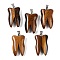 Natural Tiger Eye Pendants, Tooth Charms with Stainless Steel Color Stainless Steel Findings, 39.5~40x19~19.5x8~8.5mm, Hole: 3.5x6.5mm