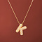 Brass Micro Pave Clear Cubic Zirconia Initial Pendant Necklaces for Women, Golden, Letter K, 15.75 inch(40cm)