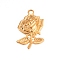 Stainless Steel Pendants, Real 18K Gold Plated, Flower, 23x15mm