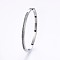 304 Stainless Steel Bangles, with Cubic Zirconia and Hematite, Stainless Steel Color, 2-1/4 inch(5.7cm)x1-7/8 inch(4.8cm), 4mm
