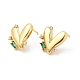 Green Cubic Zirconia Heart Stud Earrings EJEW-P213-13G-1