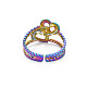 Rainbow Color 304 Stainless Steel Interlocking Heart Cuff Ring RJEW-N038-043M-2