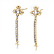 Brass Micro Pave Clear Cubic Zirconia Earring Findings KK-S356-306-NF-1
