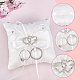 CRASPIRE Ring Cushion Wedding Marriage Couple Ring Holder Ring Bearer Cushion Wedding Ring Pillow White Bow knot Double Hearts Diamonds Wedding Ring Pillow Bearer Holder Pillow with Bow knot DIY-WH0325-48A-4