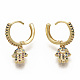 Brass Micro Pave Colorful Cubic Zirconia Dangle Hoop Earrings EJEW-S208-078-3
