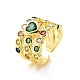 Красочное кольцо-манжета с сердцем из кубического циркония RJEW-C061-03G-1