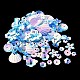 レインボー虹色PVCスパンコールビーズ&リンク&ペンダント  混合図形  花/雪の結晶/楕円形  ディープスカイブルー  4~20x4~20x0.3~6mm  穴：0.8~4mm  約131個/袋 PVC-C001-01F-2