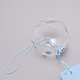 日本の丸い絵ガラス風鈴  ポリエステルコード付き  プラスチックビーズ  長方形の紙カード  花柄  400mm CF-TAC0001-04C-3
