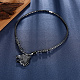 Black Iron Stone Pendant Necklaces NJEW-BB17501-6