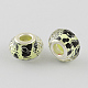 Large Hole Heart Pattern Acrylic European Beads with Silver Tone Brass Double Cores OPDL-R113-05B-2
