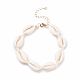 Bracelet de cheville en perles de cauri naturel tressé pour femme AJEW-AN00487-1