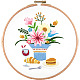 Diyディスプレイ装飾刺繍キット  刺繍針と糸を含む  綿織物  花柄  173x139mm SENE-PW0003-075F-1