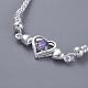 Exquisite Silver Color Plated Brass Cubic Zirconia Heart Link Bracelets BJEW-BB00818-2