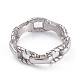 ユニセックス304ステンレススチールフィンガー指輪  ワイドバンドリング  カーブチェーン形状  ステンレス鋼色  usサイズ7（17.3mm）  6.5mm RJEW-K233-03B-P-1
