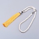 Nylon Tassels Pendant Necklaces and Natural Pearls Beads NJEW-F174-20-1