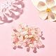 Brosche mit natürlichen Rosenquarzsplittern und Perlenblumen JEWB-BR00098-03-2