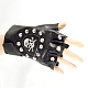 パンクの革の頭蓋骨とリベット手袋  ブラック  110mm AJEW-O016-04-5