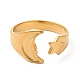 Ion Plating(IP) 304 Stainless Steel Star & Moon Open Cuff Ring for Women RJEW-E063-07G-2