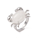 Natural Quartz Crystal Crab Open Cuff Ring RJEW-I090-01P-15-4