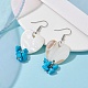 Natural Shell Heart with Synthetic Turquoise Chips Dangle Earrings EJEW-JE05482-2