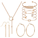 Anattasoul alliage rectangle bar pendentif balancent boucles d'oreilles et bracelets et collier lariat SJEW-AN0001-16-1