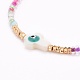 Croix avec des bracelets de perles de mauvais œil BJEW-JB06289-01-2