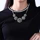 Fashion Women Jewelry Zinc Alloy Glass Rhinestone Flower Bib Statement Necklaces NJEW-BB15211-9