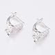 Brass Micro Pave Cubic Zirconia Hoop Earring Findings with Latch Back Closure ZIRC-K075-37P-2