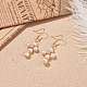 Boucles d'oreilles pendantes croix tressées en coquillage naturel et quartz rose EJEW-JE04954-03-3