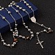 Crucifix Cross 304 Stainless Steel Rosary Bead Necklaces NJEW-O096-33C-1