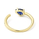 Открытое кольцо-манжета каплевидного цвета с голубым цирконием RJEW-H120-05G-2