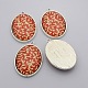 Antique Silver Plated Alloy Glass Oval Pendants GLAA-N0007-02-3