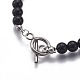 Bracelets de perles rondes en pierres précieuses naturelles/synthétiques/oeil de chat BJEW-L648-06-4