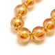Pearl Luster Plated Natural Gemstone Quartz Crystal Round Beads Strands G-L093-8mm-01-2